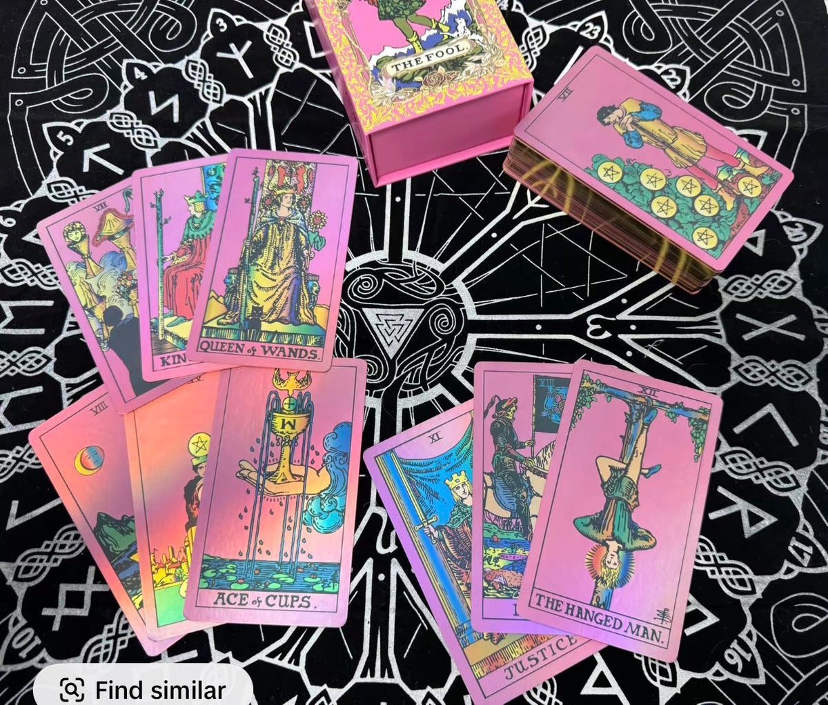 Pink Tarot Deck with Gold Foil, Box & Booklet