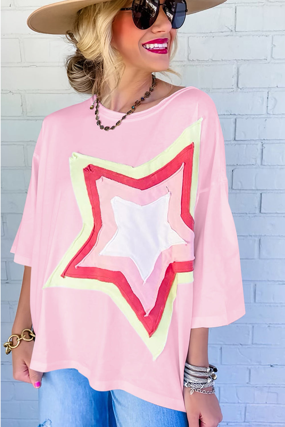 Pink star Oversize Small