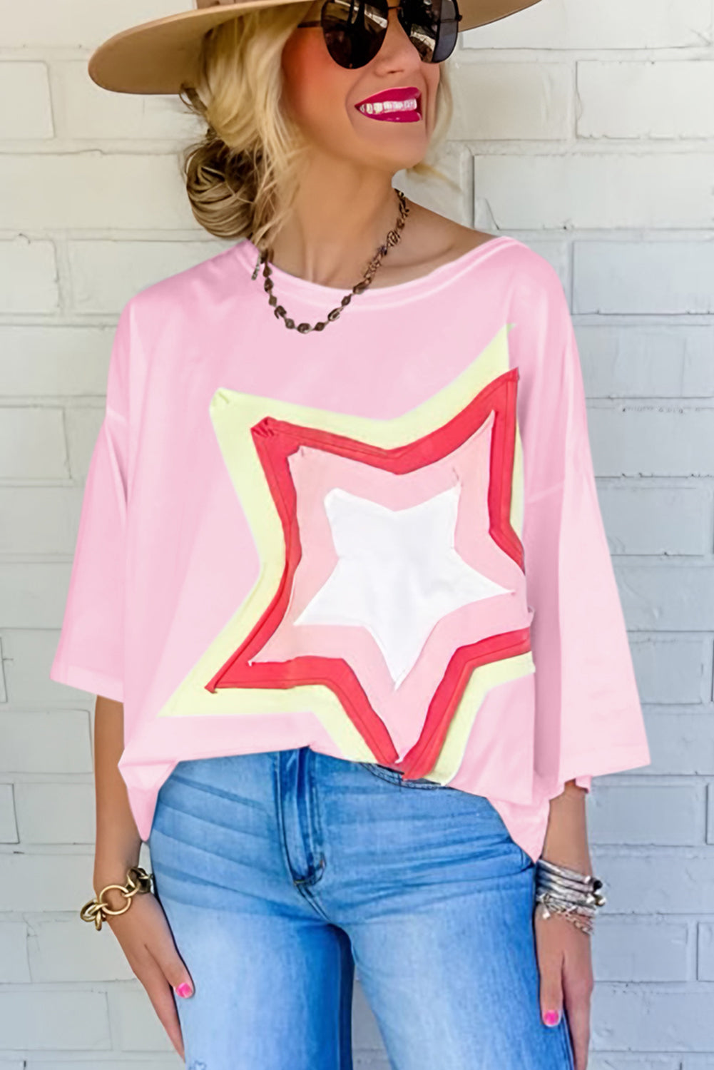 Pink star Oversize Small