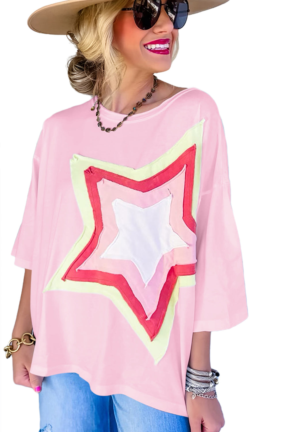 Pink star Oversize Small