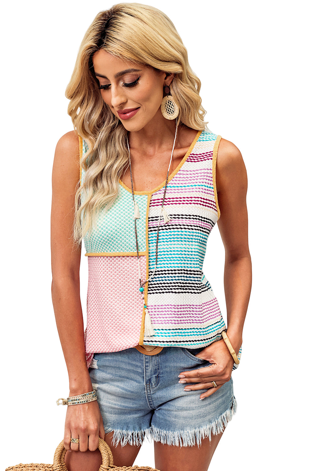 Patchwork Tank with Exposed Seams