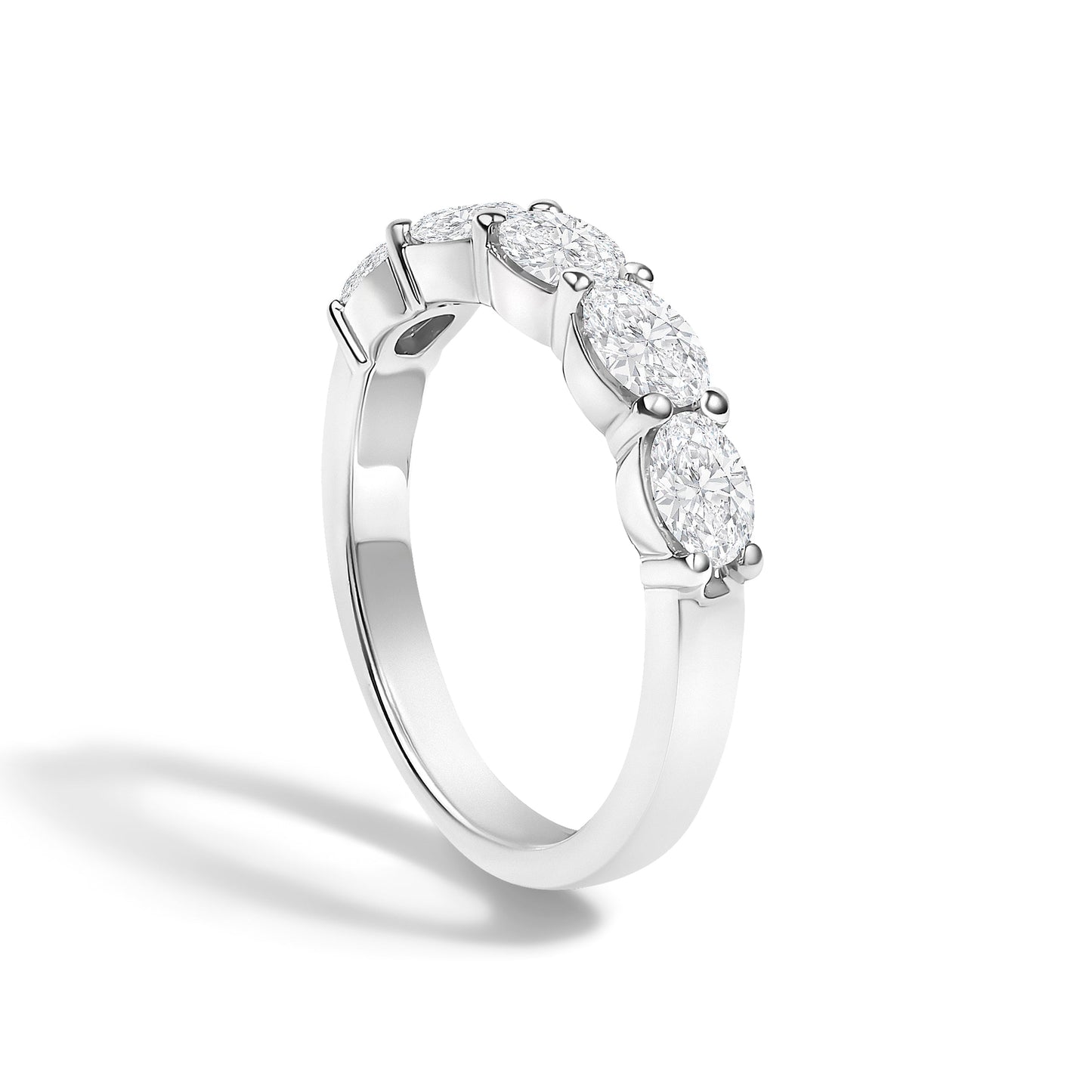 14K White Gold 1 1/4 Cttw Lab Grown Oval East West Band Ring