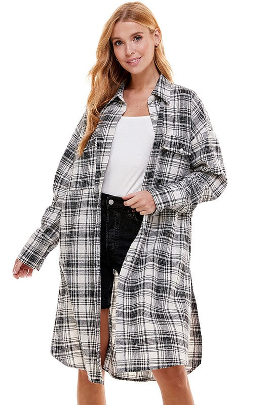 Oversized Long Plaid Shacket
