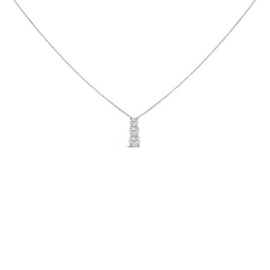 14K White Gold 1/2 Cttw Lab Grown Diamond Three Stone Pendant Necklace