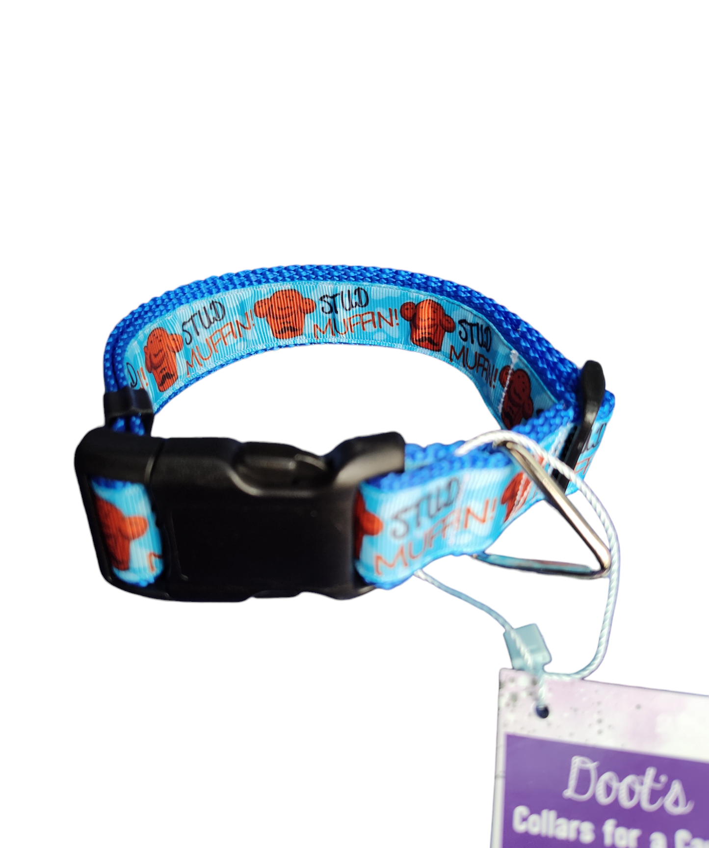 Stud Muffin Blue Nylon Dog Collar MD, LG, XL, Leash