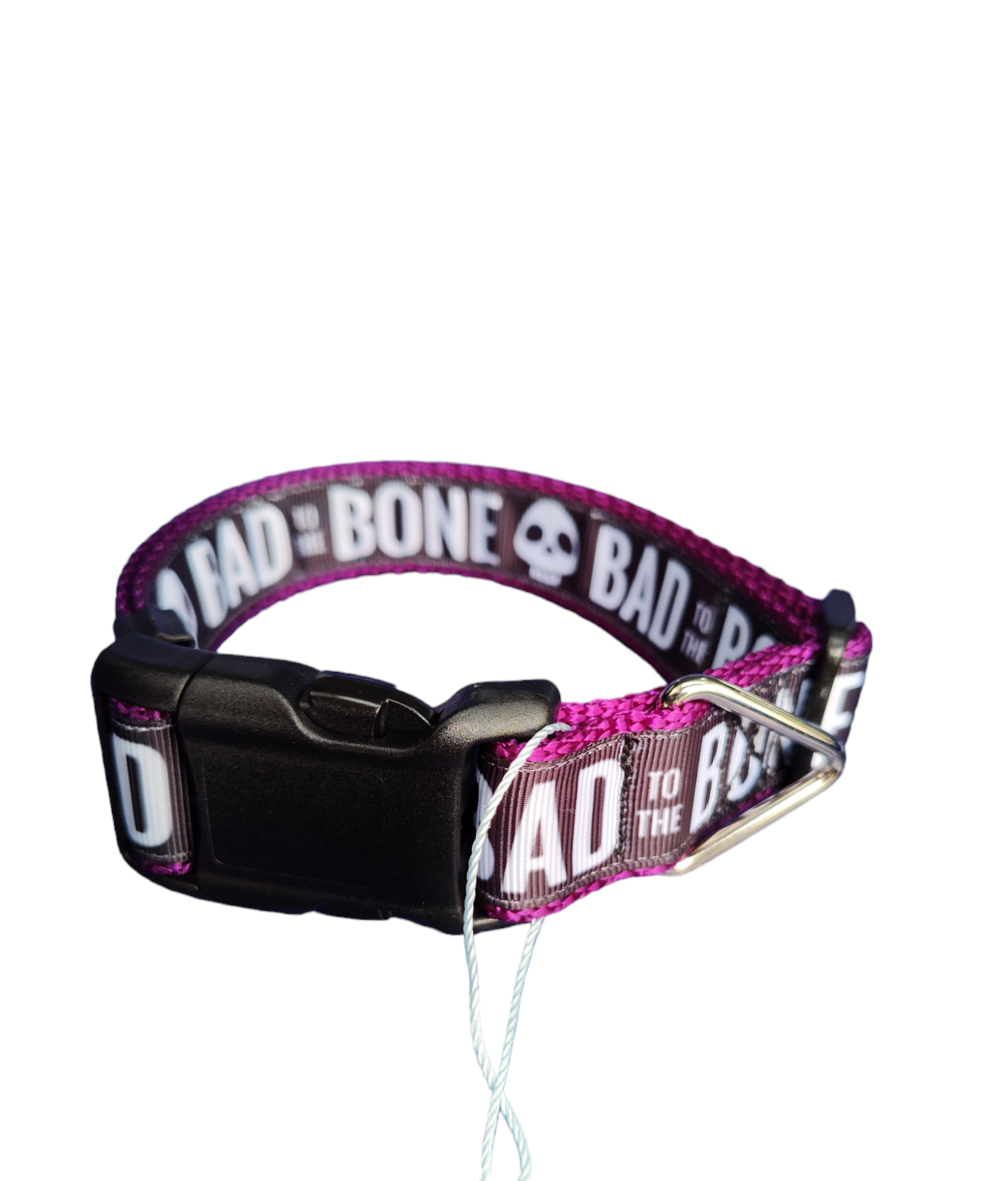 Bad To The Bone Purple Nylon Dog Collar MD, LG, XL, Leash