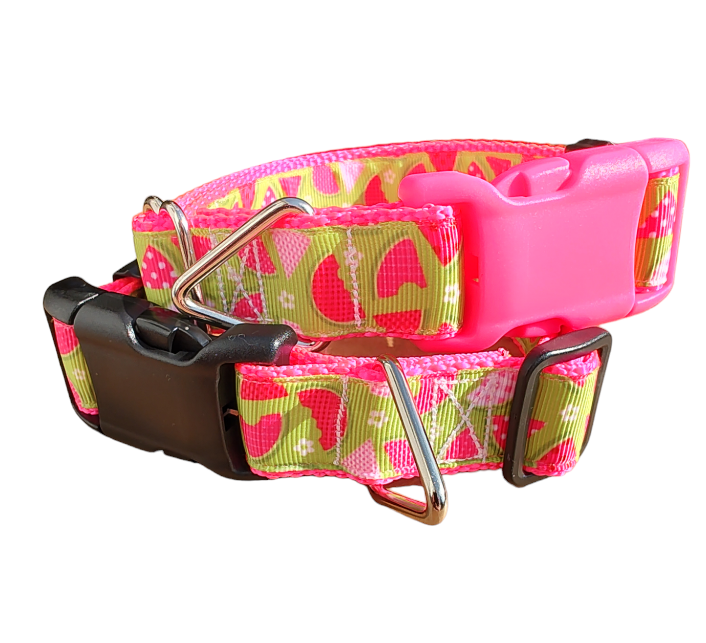 Watermelon Picnic Hot Pink Nylon Dog Collar MD, LG, XL, Leash