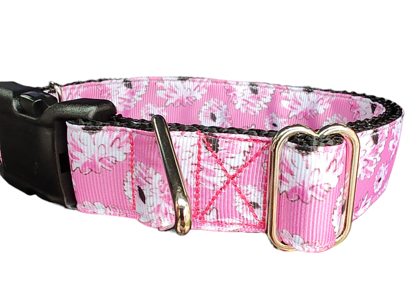 Pink Flowers Nylon Dog Collar