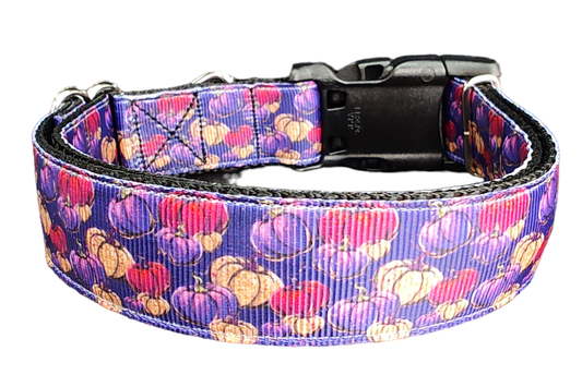 Halloween Purple Pumpkin Patch Nylon Dog Collar