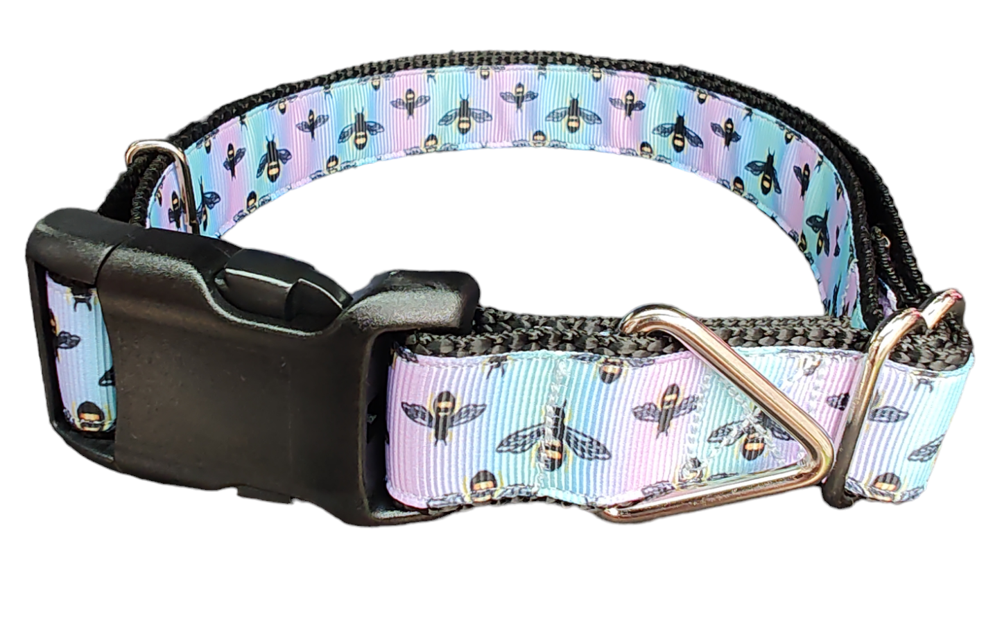 Rainbow Bees Nylon Dog Collar