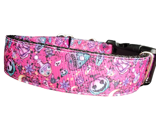 Halloween Pink Paranormal Nylon Dog Collar