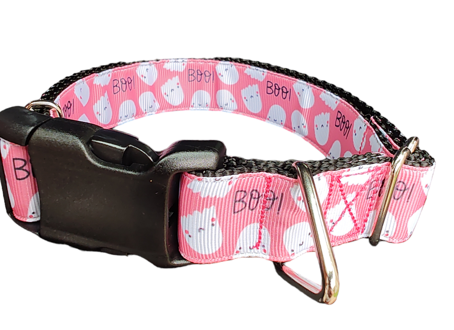 Halloween Pink Ghosts Nylon Dog Collar