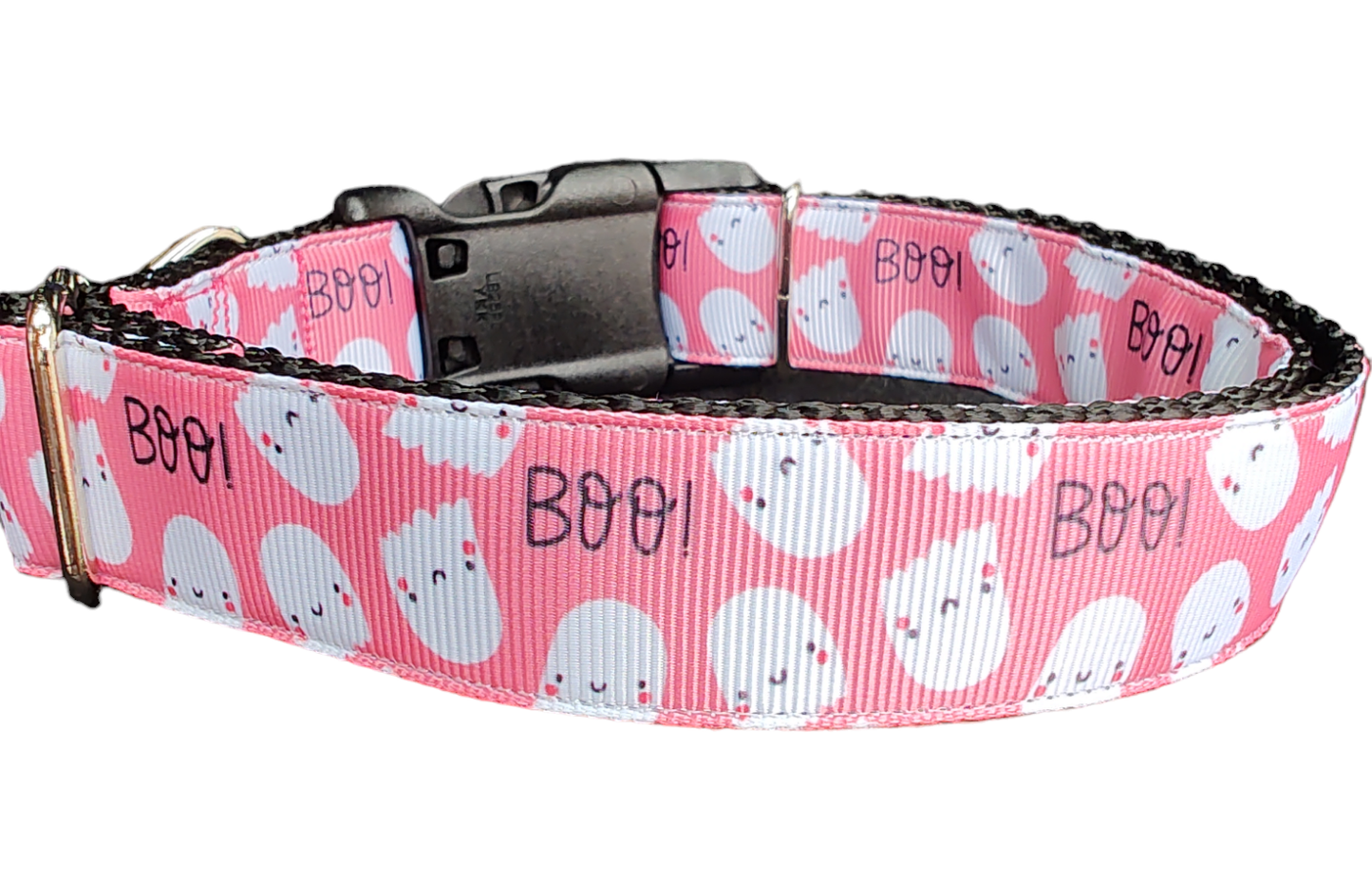 Halloween Pink Ghosts Nylon Dog Collar