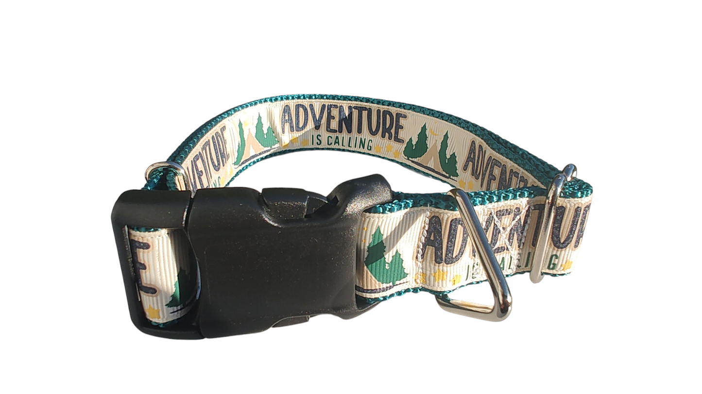 Adventure Is Calling Glitter Nylon Dog Collar