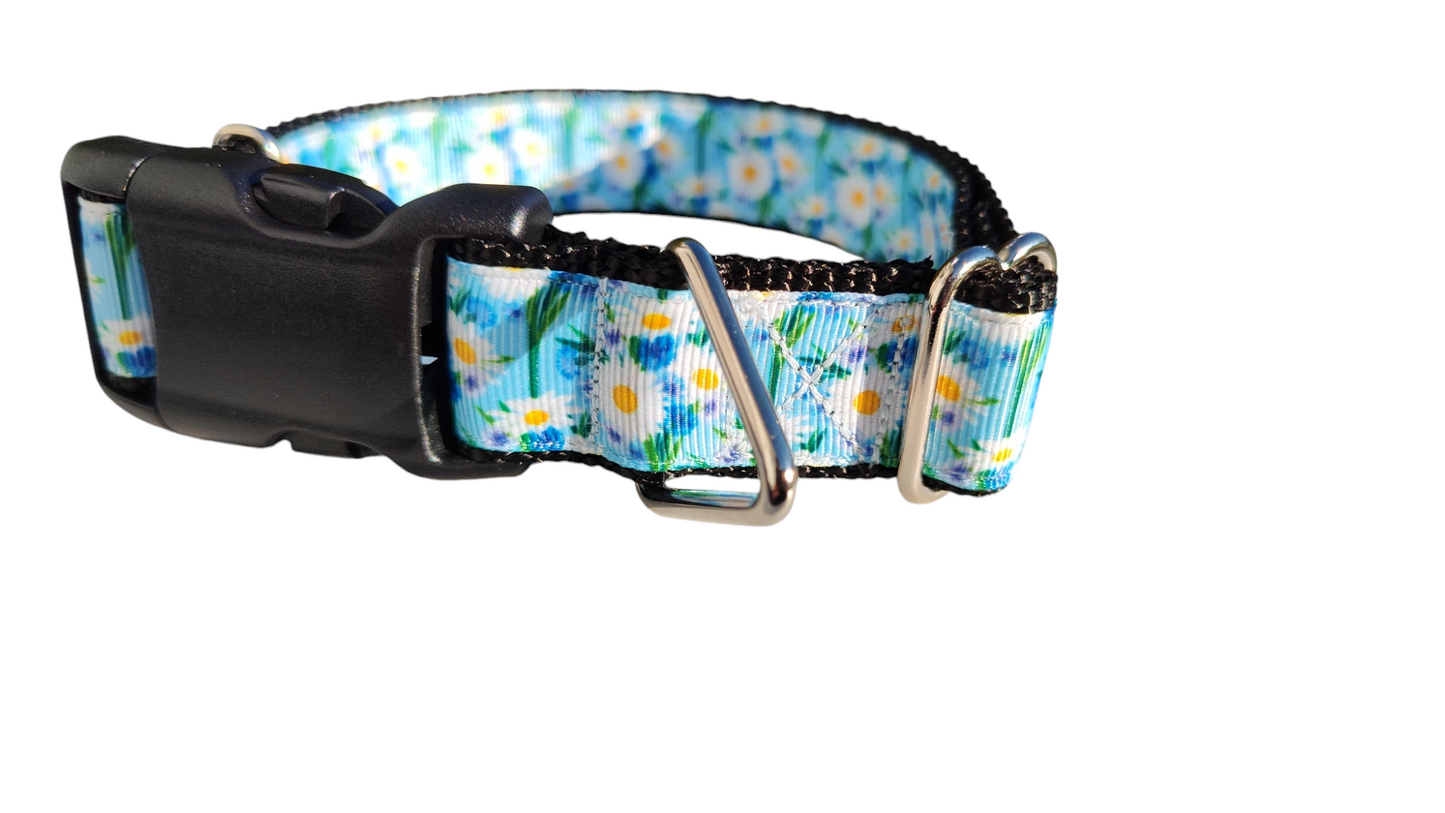White Daisies Nylon Dog Collar