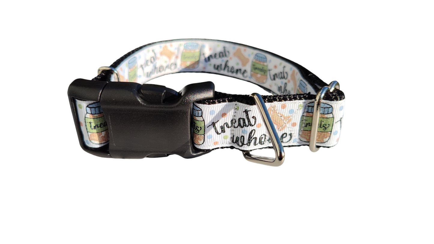 Treat Whore Glitter Nylon Dog Collar