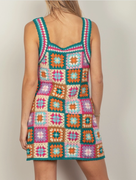 Multi Color Crochet A Frame Dress/ Top