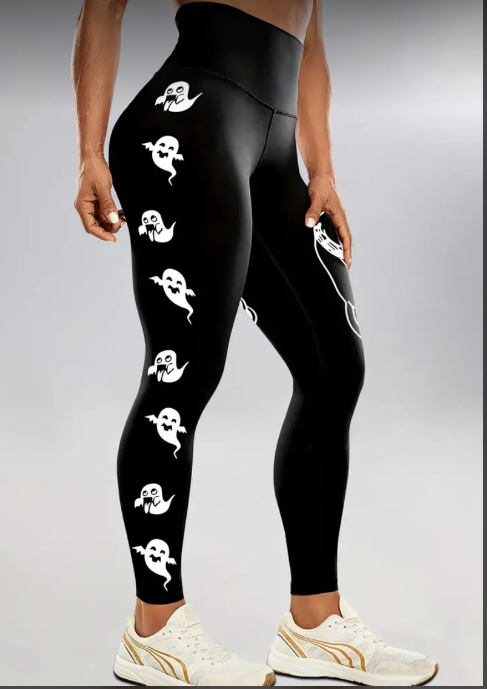 Glow in The Dark Ghost Full Length Sport Leggings