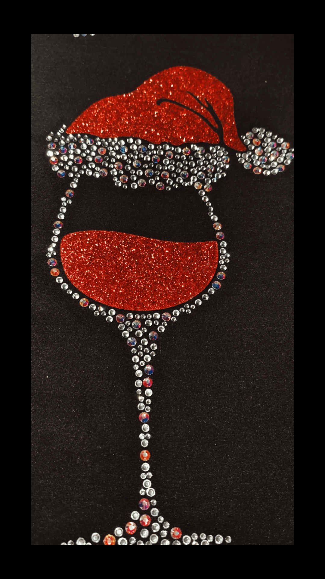 Santa Hat Wine Glass Leggings with Snowflakes & Pockets