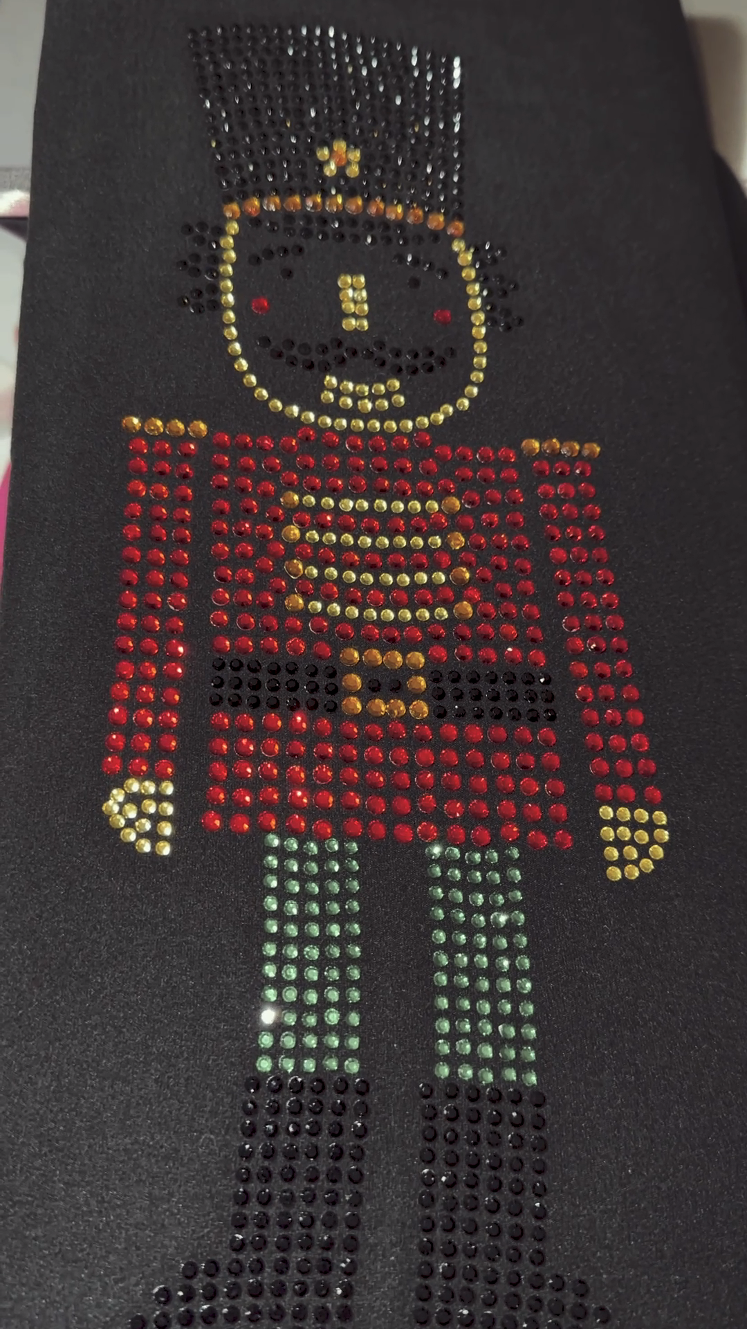Handmade Rhinestone Toy Soldier Nutcracker Full Length with Pockets