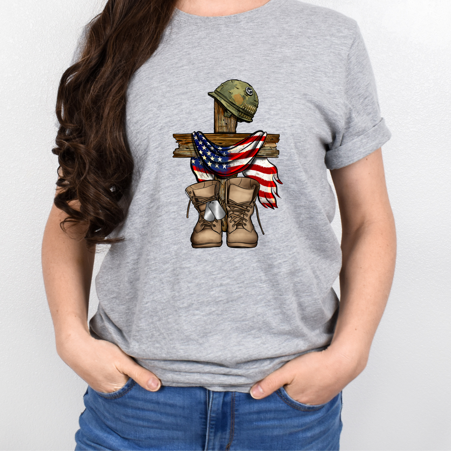 Veterans Cross Graphic T Shirt