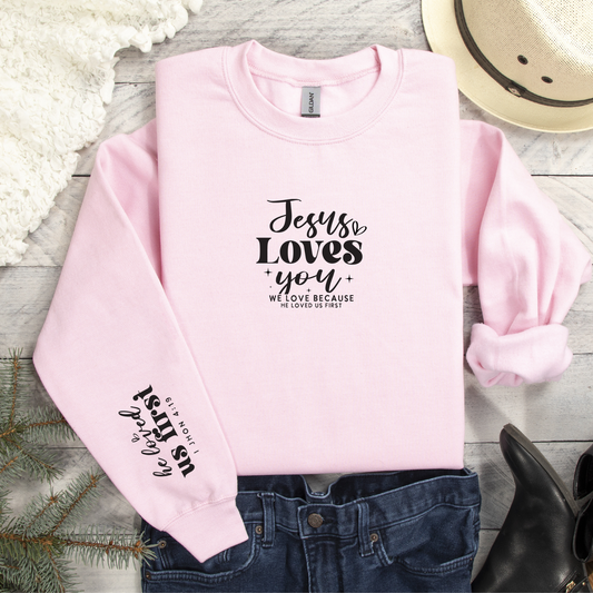 Jesus Loves you with Sleeve Affirmation Sweatshirt