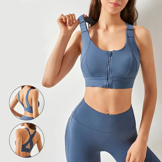 Front Zipper High Impact Athletic Bra