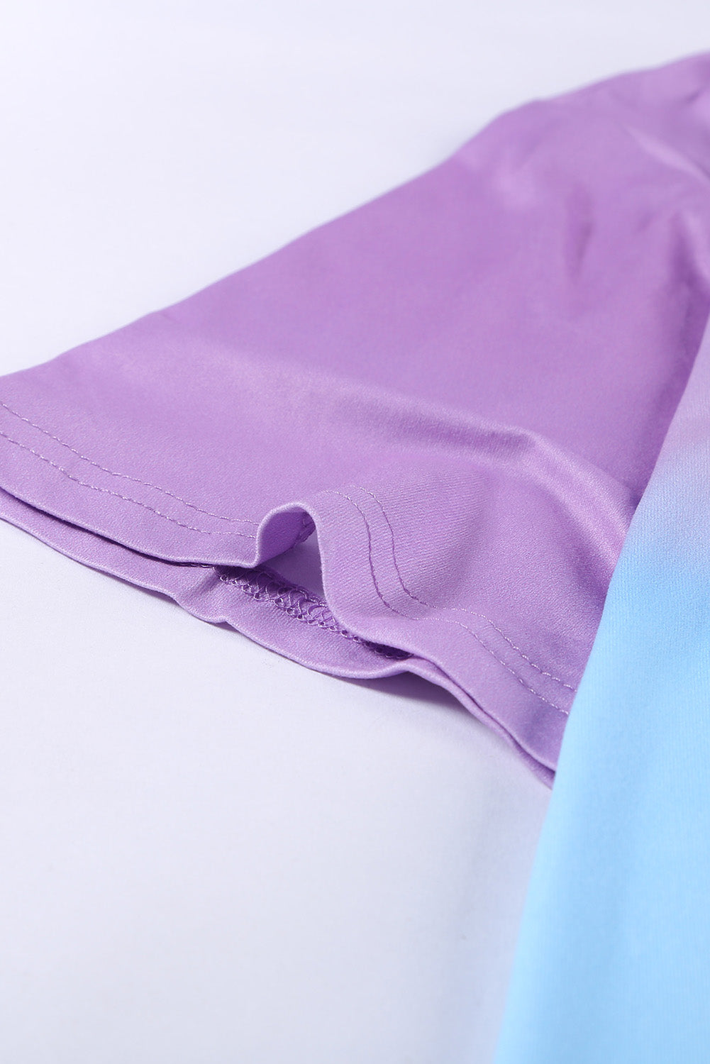 Purple Casual Crew Neck Tie-dye Colorblock Plus Size Tee
