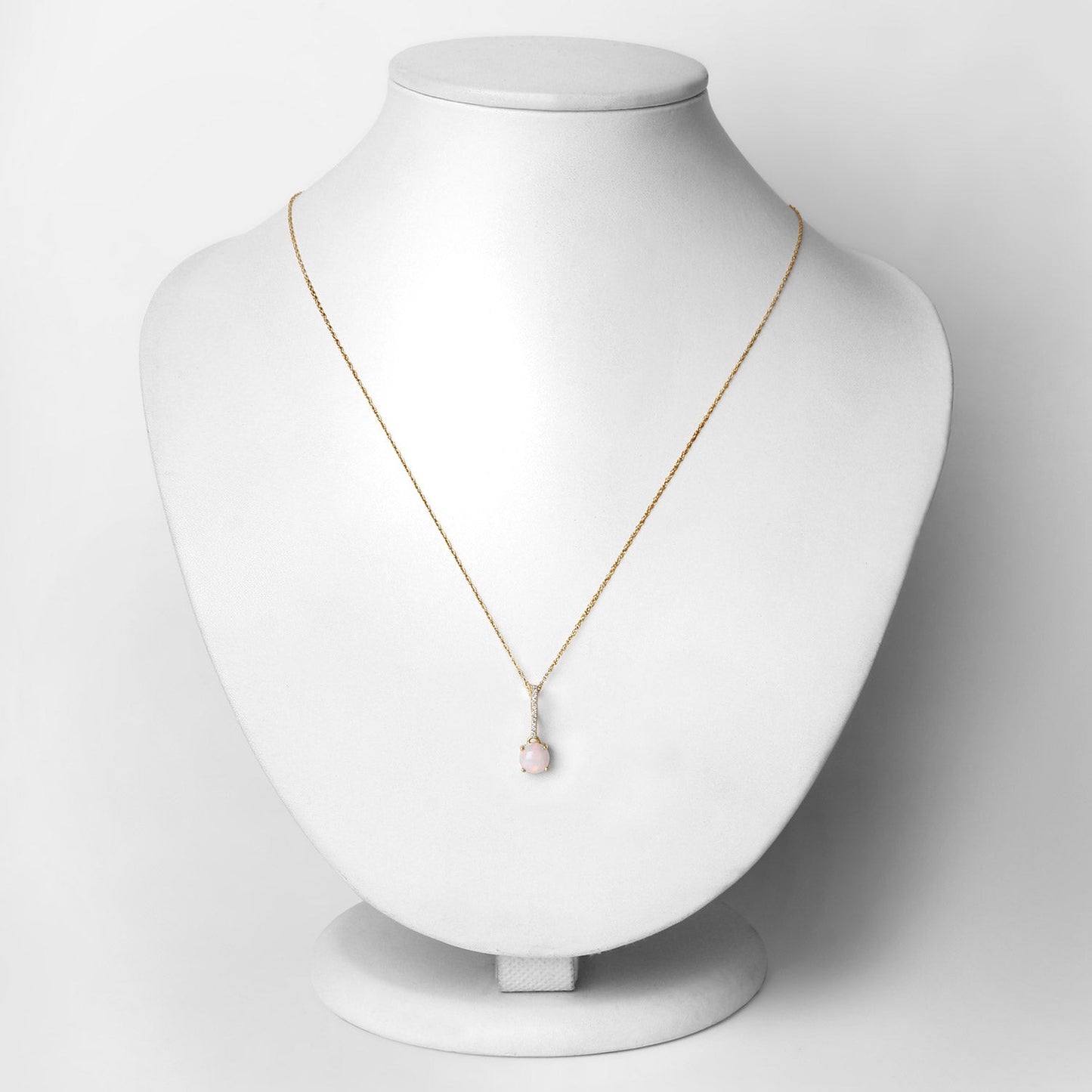 0.53 Carat Genuine Ethiopian Opal and White Diamond 10K Yellow Gold Pendant