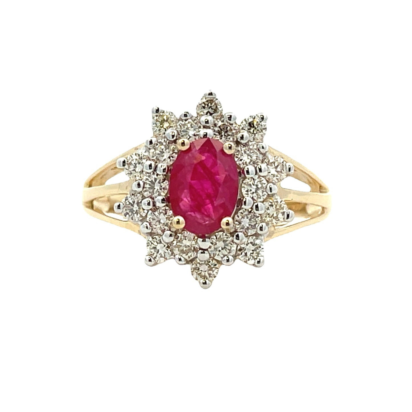 Genuine 1.65ct Ruby Diamond Ring 14KT Yellow Gold