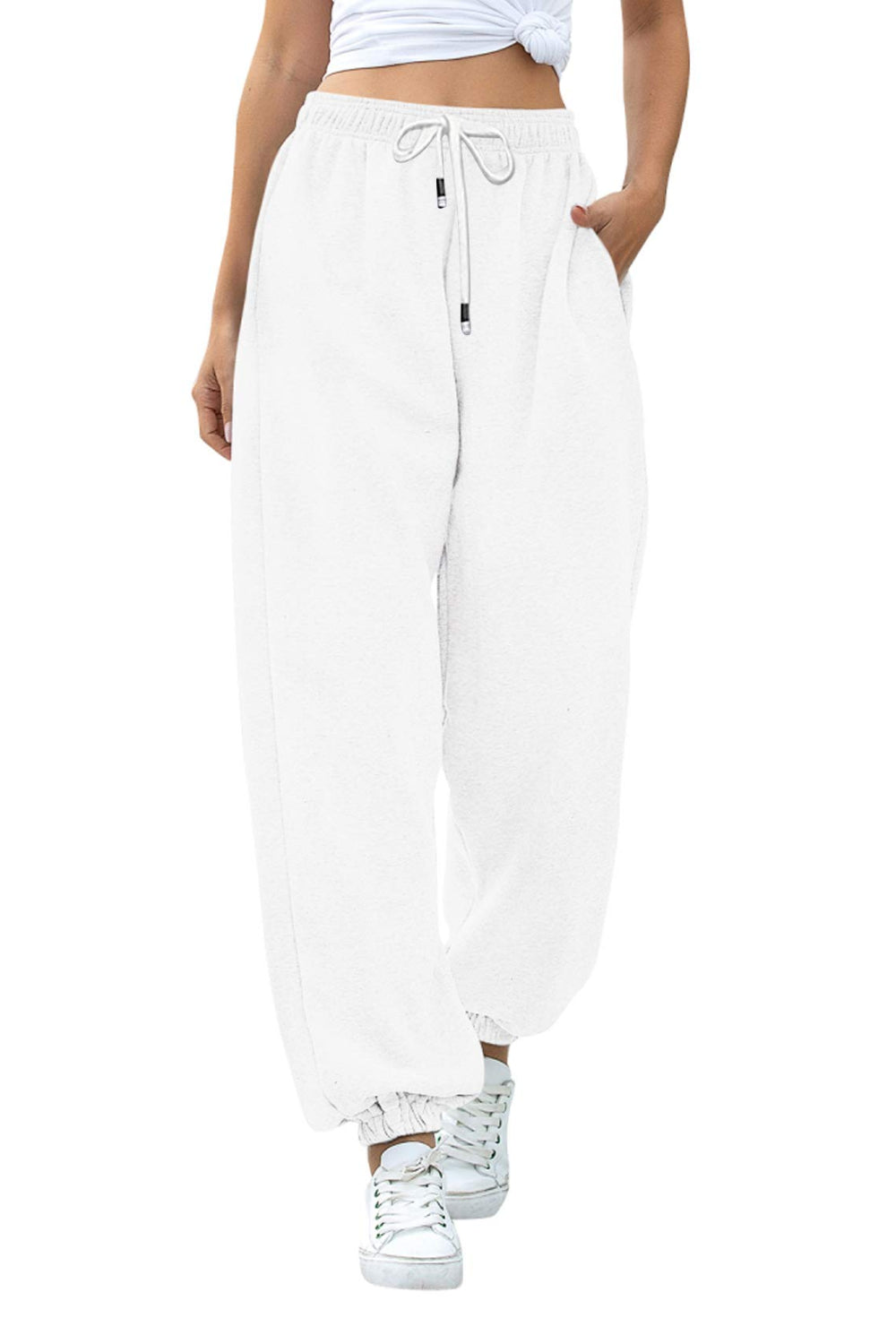 Elastic Waist Joggers with Pockets