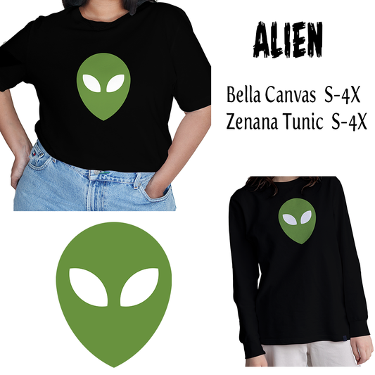 Glow in the Dark Green Alien T-shirt or Tunic
