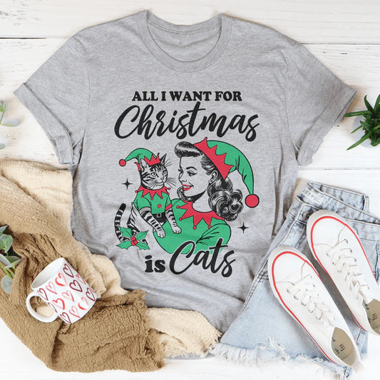 All I Want For Christmas Is Cats Tee