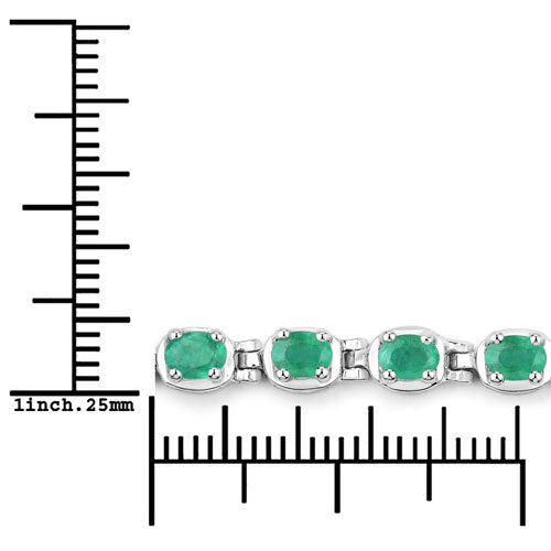 3.78 Carat Genuine Emerald .925 Sterling Silver Bracelet