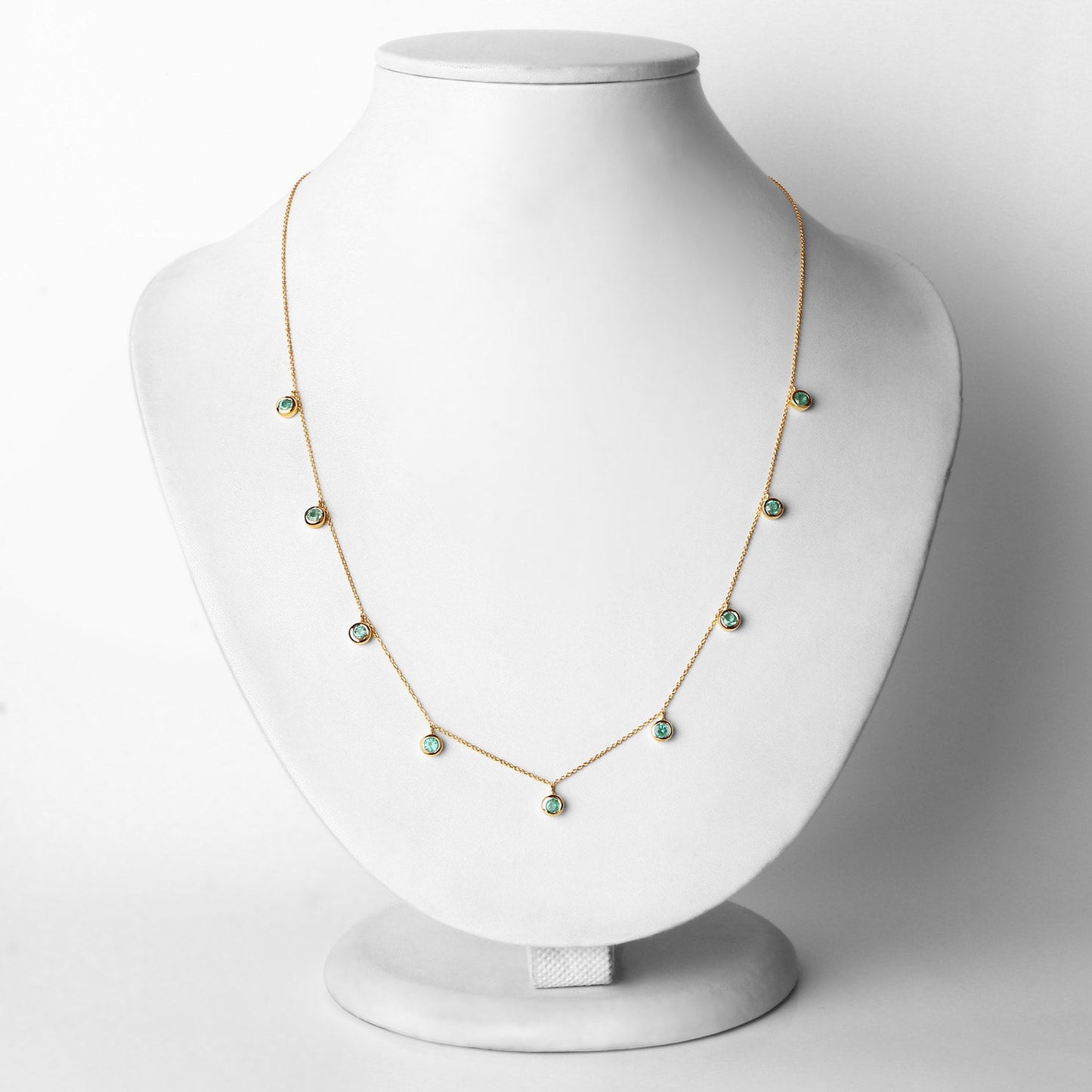 0.90 Carat Genuine Zambian Emerald 10K Yellow Gold Necklace