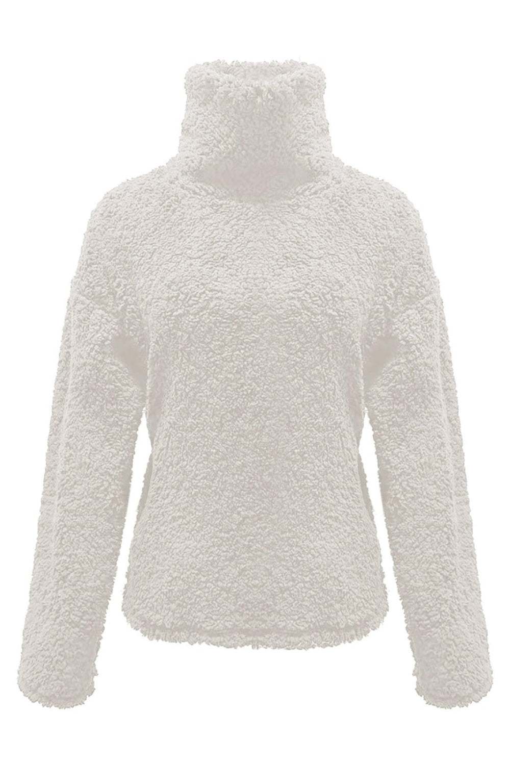 Fuzzy Turtleneck Long Sleeve Sweatshirt