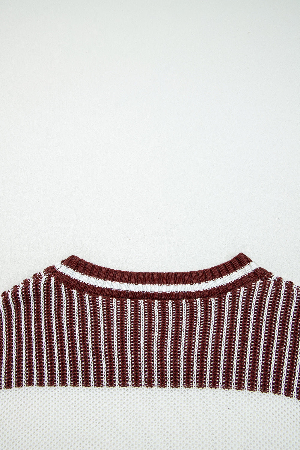 Light Blue Two Tone Striped Patchwork Drop Shoulder Sweater