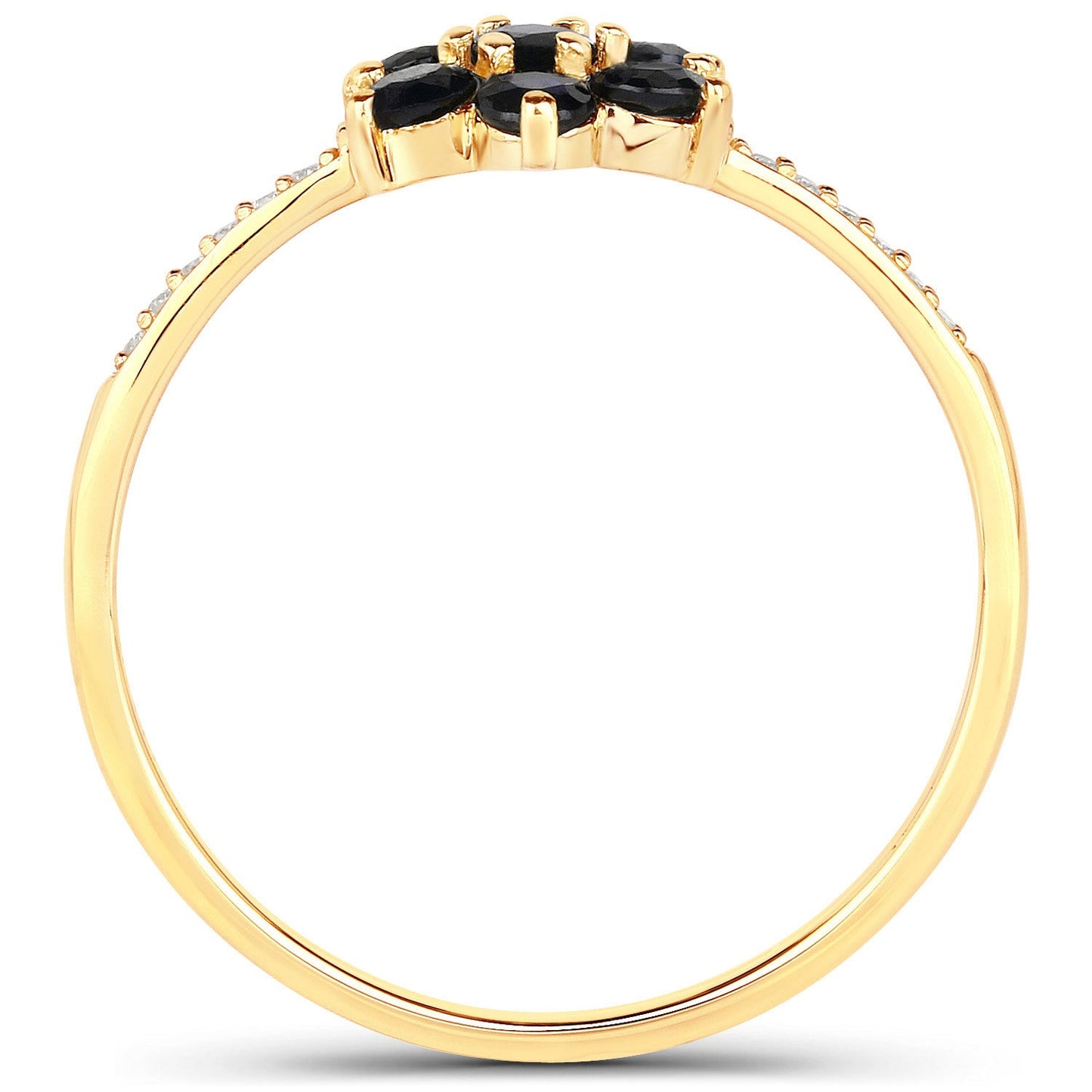 0.45 Carat Genuine Blue Sapphire and White Diamond 10K Yellow Gold Ring