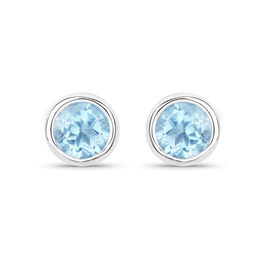 1.20 Carat Genuine Blue Topaz .925 Sterling Silver Earrings
