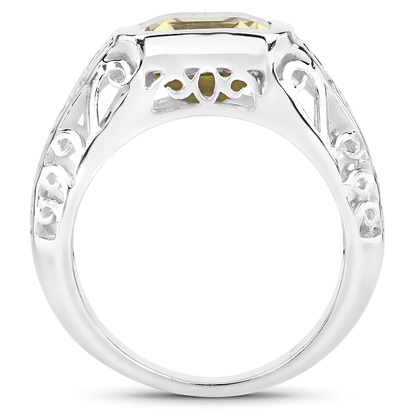5.65 Carat Genuine Lemon Quartz .925 Sterling Silver Ring
