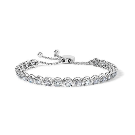 14K White Gold 6.00 Cttw Diamond 4â€-10â€ Adjustable Bolo Tennis Bracelet (I-J Color, I1-I2 Clarity)