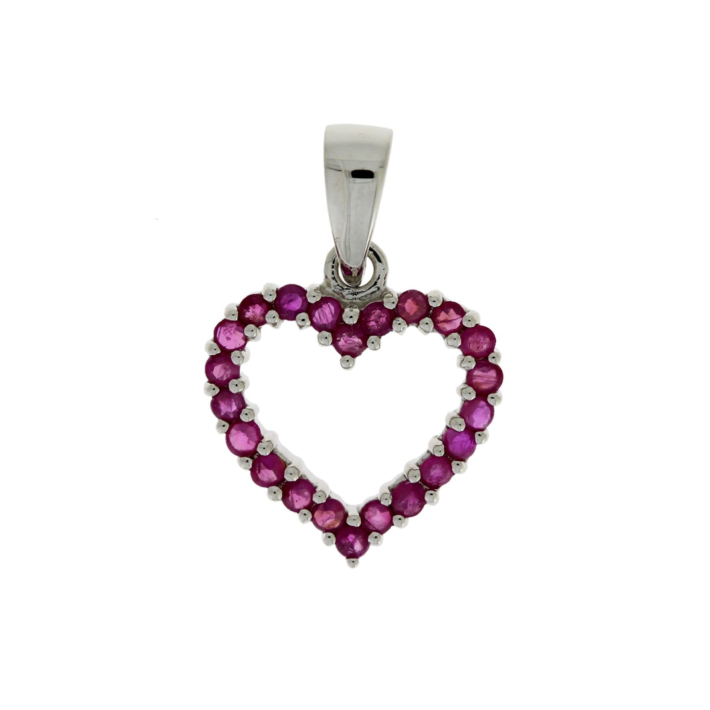 Natural .37ct Ruby Heart Love Pendant 10KT White Gold