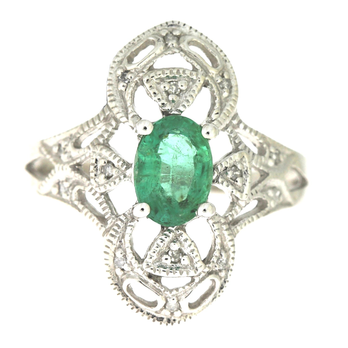 Genuine .70ct Emerald Diamond Ring 10KT White Gold