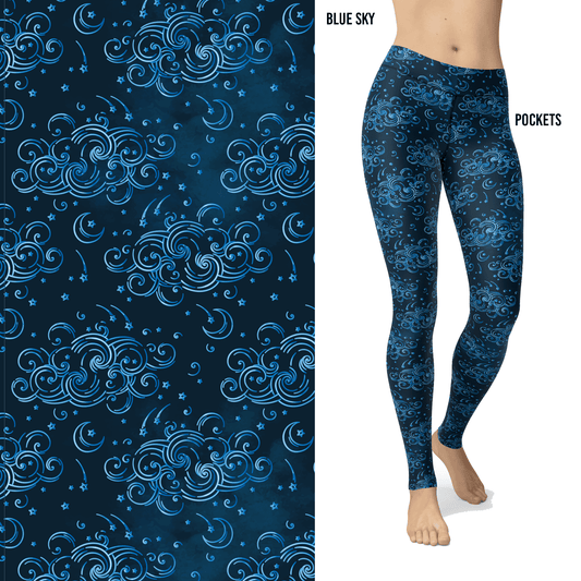 Blue Cloudy Sky Leggings