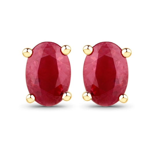 1.04 Carat Genuine Ruby 14K Yellow Gold Earrings