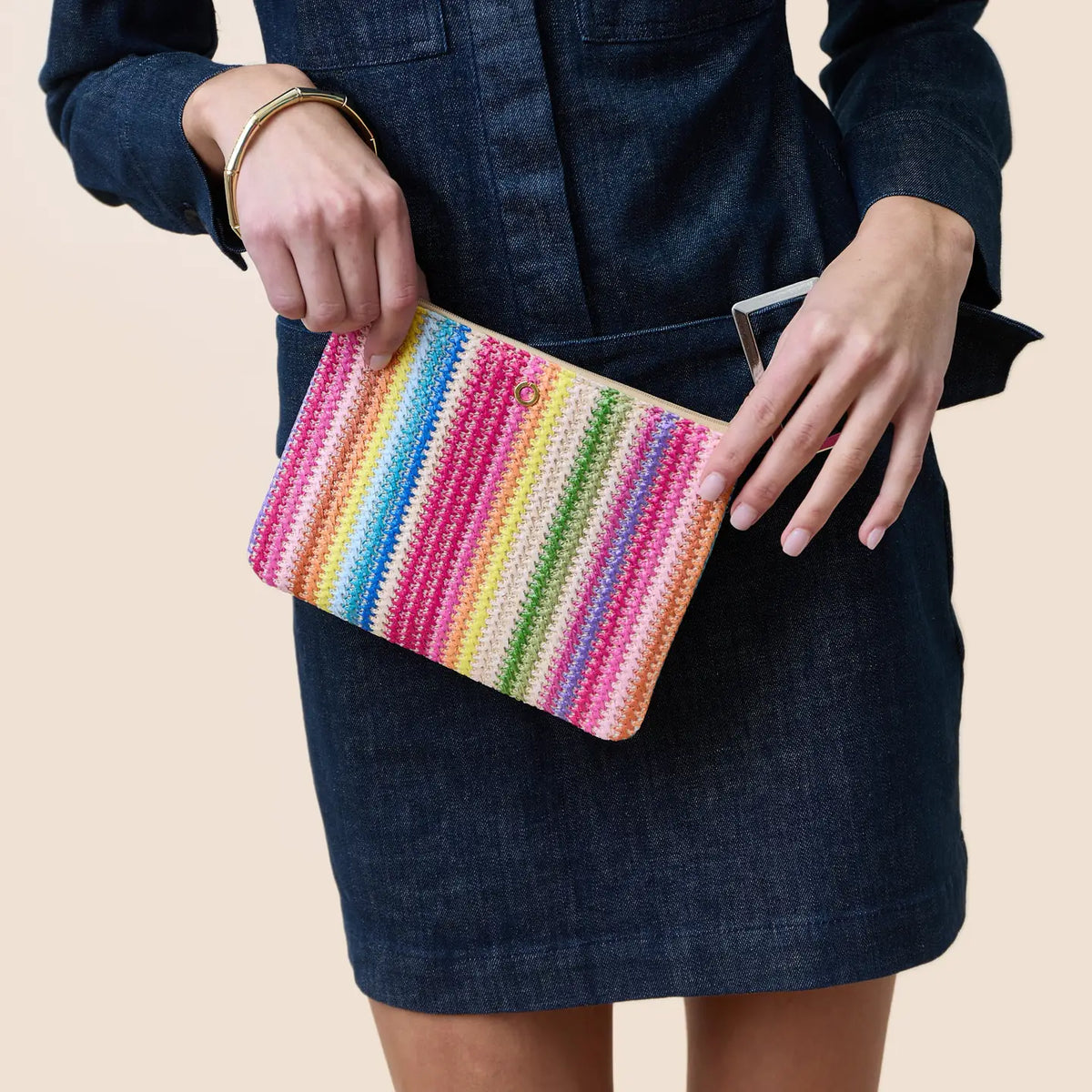 Bracelet Pouch - Bright Raffia Clutch Bag