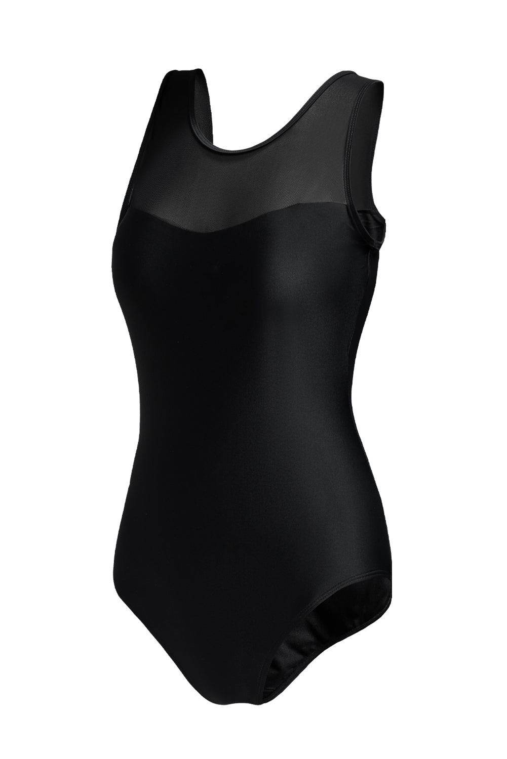 Black Hollow Out Back Mesh High Leg One Piece Swimsuit