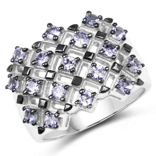 1.53 Carat Genuine Tanzanite .925 Sterling Silver Ring