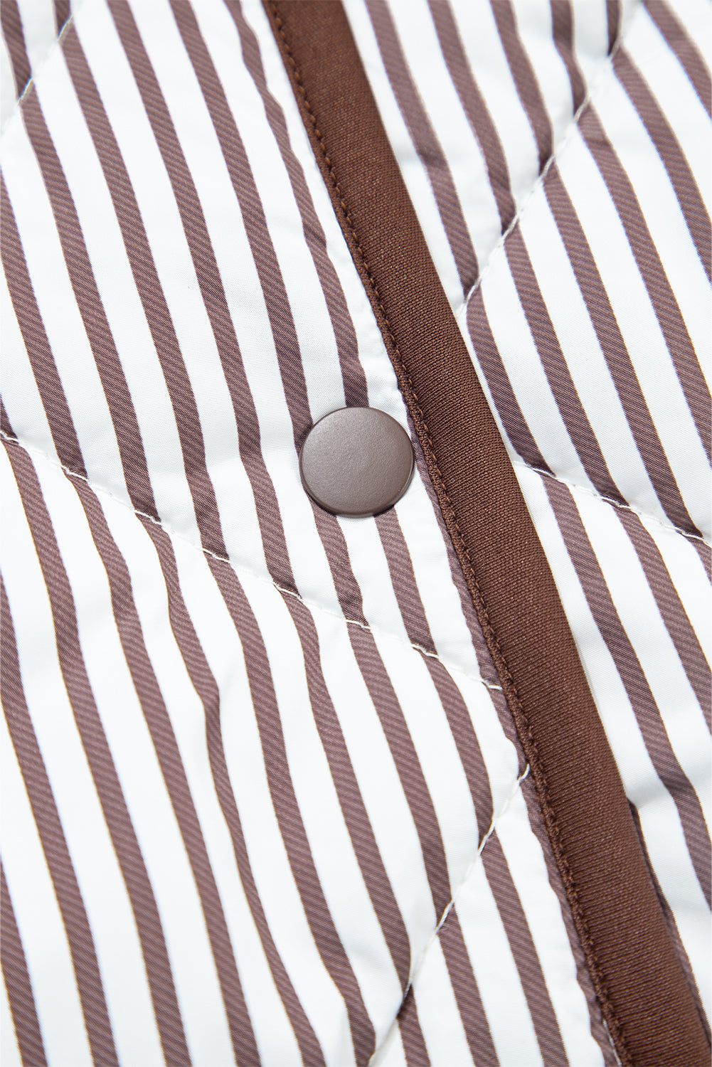 Black Striped Snap Button Scalloped Hem Winter Vest