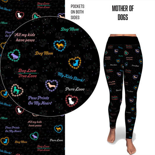 Mother of Dogs - Hearts Dog Mom Leggings and Pockets